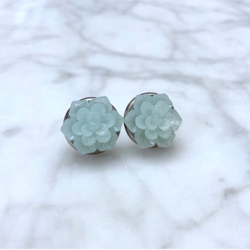 HP Mint Green Succulent Earrings - Picture 1 of 5